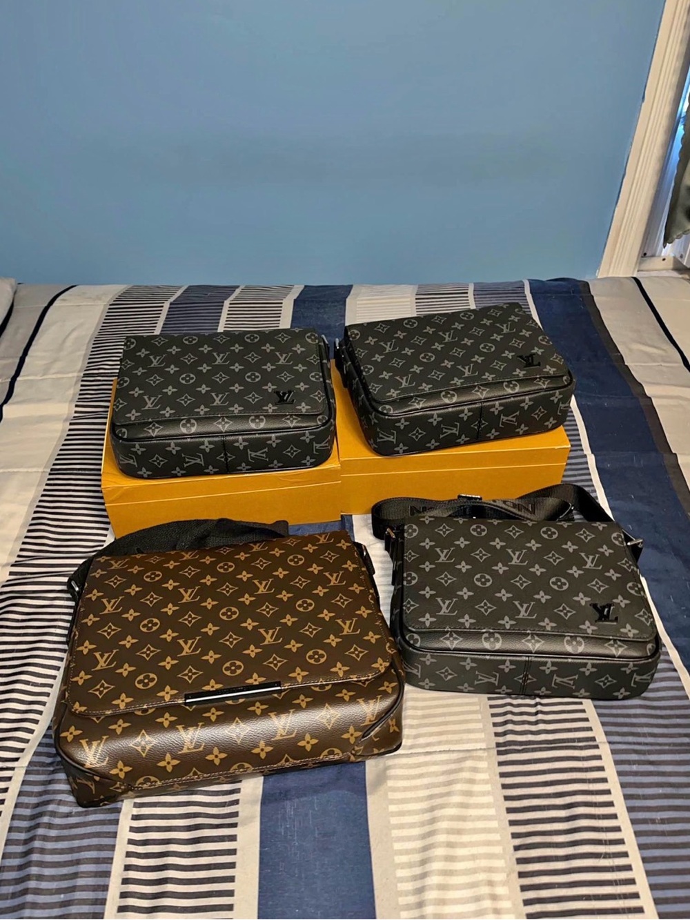Louis Vuitton Monogram Messenger Bags in Brown and Gray